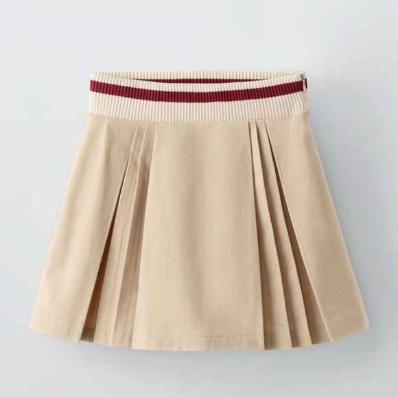ZARA GIRL RIBBED BOX PLEAT SKIRT - Picture 1 of 3